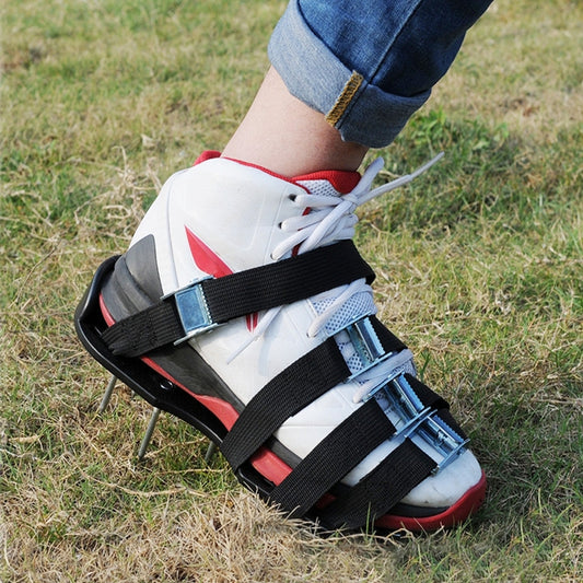 attrezzi-da-giardino-per-prato-da-giardino-scarificatore-per-erba-scarpe-chiodate-con-8-fibbie-in-metallo-with-8-metal-buckles-black-with-8-metal-buckles-green - immagine 1