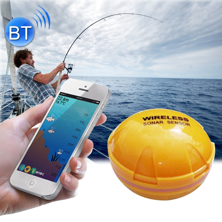 Rilevatore di pesci Bluetooth Sensore sonar 125KHz Localizzatore di profondità 0,6-36 m Allarme per ricerca pesci per telefoni cellulari iOS e Android, Operating Range: 0.6-36m