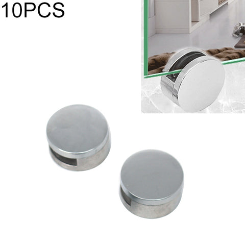 Accessori di fissaggio con fibbia per supporto per specchio in vetro circolare da 10 pezzi con vite e tappo in gomma, Circular, with Screw & Rubber Plug