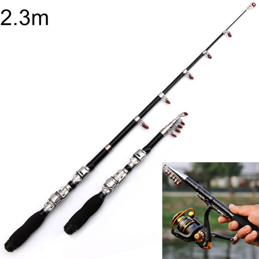 Canna da pesca telescopica portatile 37 cm, estensibile a 2,3 m per