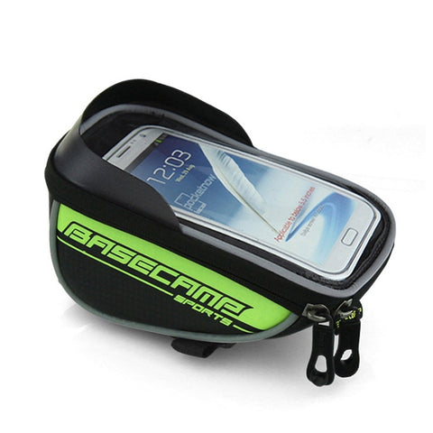 BaseCamp BC-305 Borse per cellulare per bicicletta Borsa per manubrio con telaio anteriore per bici da strada e montagna con finestra trasparente e visiera parasole per smartphone da 5,8 pollici 15x8 cm e inferiori, 5.8 inch