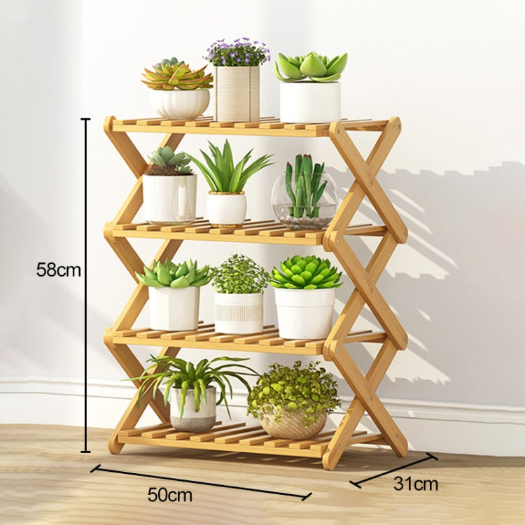 Scaffali per piante in vaso pieghevoli in legno massello per soggiorno con balcone a 4 strati, lunghezza: 50 cm, 50cm 4-Layer