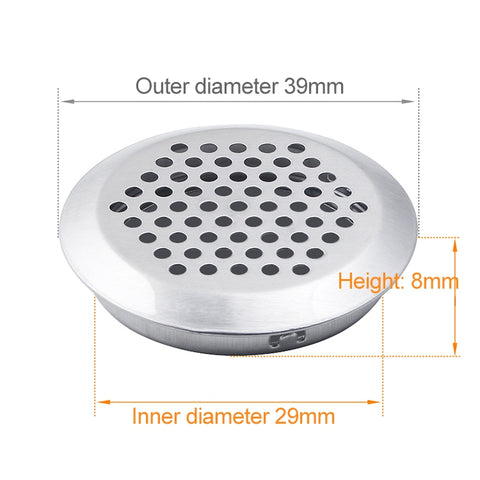 Griglia d'aria rotonda in acciaio inox 29 mm - Confezione da 100