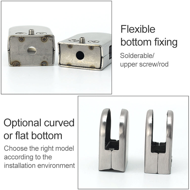 Stainless Steel Curved Clamp for Glass and Wood Railings