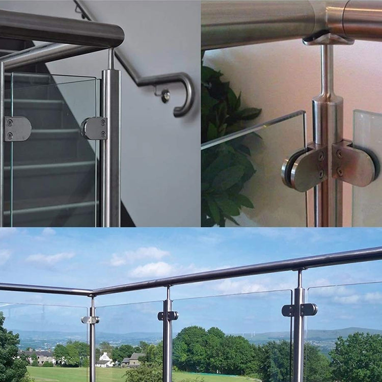 Stainless Steel Curved Clamp for Glass and Wood Railings