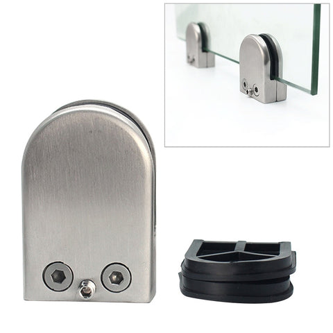 2 PZ 9-14mm Fondo Piatto Opaco Lucido In Acciaio Inox 201 Clip Fissa Ringhiera In Vetro Strato di Legno Bordo Staffa di Morsetto, 9-14mm, Flat Bottom, 201 Stainless Steel