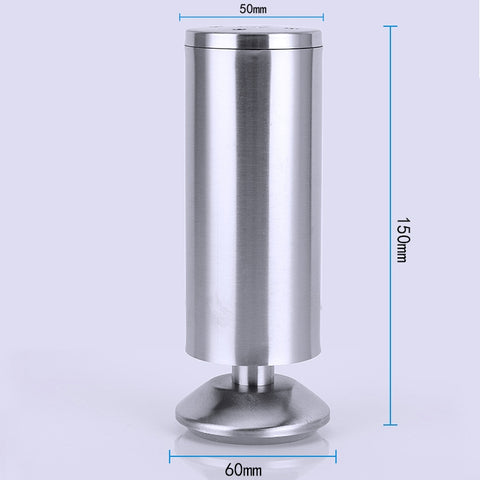 Piedini per mobili per divani con colonna ispessita per trafilatura di fili in acciaio inossidabile da 5 pezzi, altezza: 150 mm, 150mm
