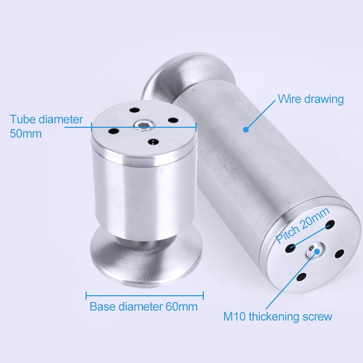 Piedini per mobili per divani con colonna ispessita per trafilatura di fili in acciaio inossidabile da 3 pezzi, altezza: 180 mm, 180mm