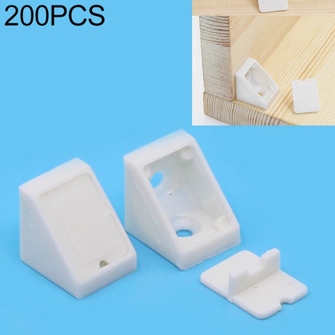 Staffa per scheda ad angolo retto per mobili, staccabile, ispessita, in plastica, da 200 pezzi, con coperchio, misura: S (bianco), With Cover, Size: S (White)
