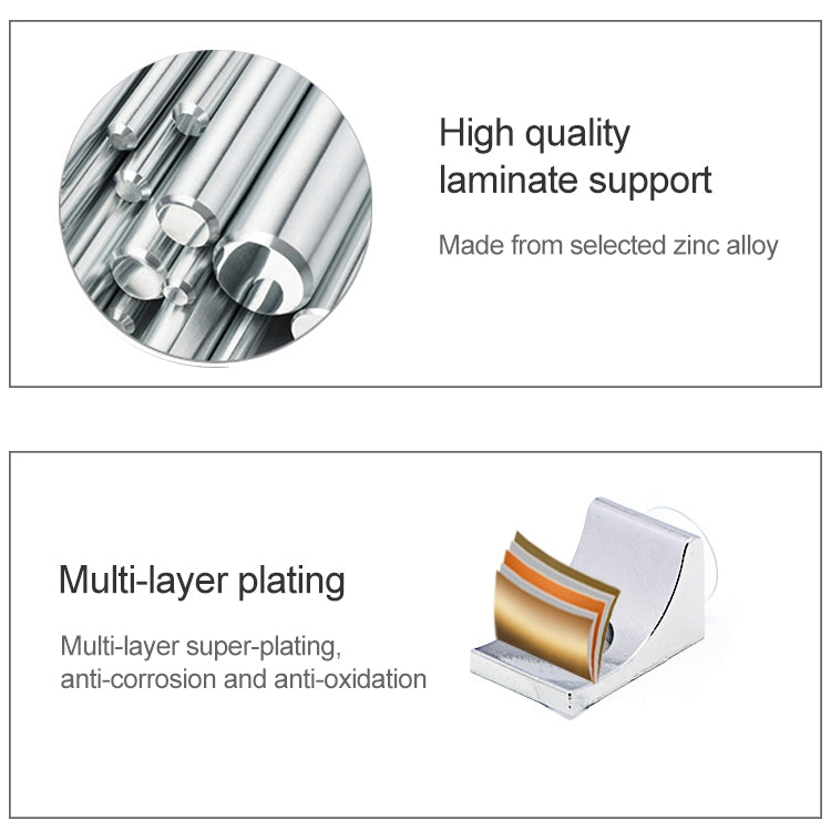 Staffa per piastra a ventosa a strato lucido in lega di zinco addensata grande ad angolo retto da 30 pezzi, peso: 12,2 g, Large Right Angle