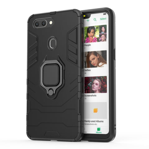 Custodia protettiva antiurto PC + TPU per OPPO R15, con supporto ad anello magnetico, For OPPO R15