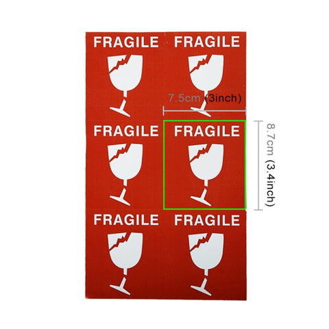 Etichette Fragili Autoadesive 7,5x8,7 cm - Confezione da 100 Pezzi
