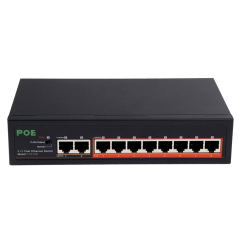 Switch POE a 8 porte 10/100Mbps Switch di rete Power Over Ethernet IEEE802.3af per dispositivi AP di telefoni VoIP con telecamera IP, 8 Ports Black