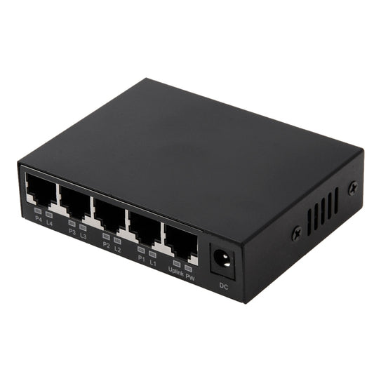 Switch POE a 5 porte 10/100Mbps Switch di rete Power Over Ethernet IEEE802.3af per dispositivi AP di telefoni VoIP con telecamera IP, 5 Ports Black