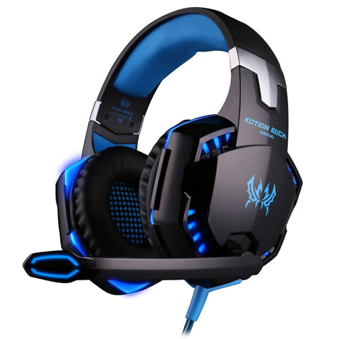 KOTION EACH G2000 Cuffie da gioco over-ear Cuffie da gioco Archetto con microfono Bassi stereo Luce LED per giocatori PC, Lunghezza cavo: circa 2,2 m (bianco + rosso), G2000