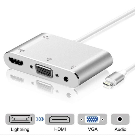Adattatore 3 in 1 da 8 Pin a HDMI, VGA e Audio