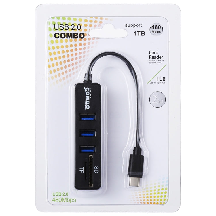 2-in-1 USB-C Hub with Card Reader and 3 USB Ports