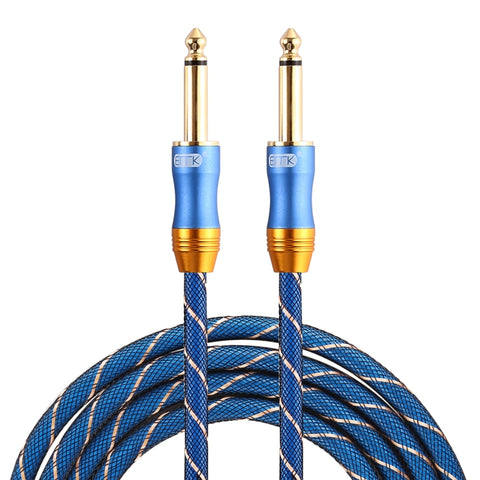 EMK Cavo audio intrecciato en nylon intrecciato da maschio a maschio a 3 sezioni avec griglia placcata in oro par mixer amplificateur haut, longueur : 1,5 m