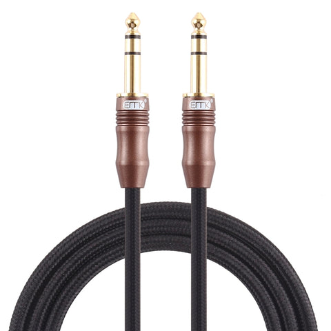 EMK Cavo audio intrecciato en coton intrecciato du maschio a maschio a 4 sezioni de 6,35 mm, spina placcata oro, per mixer amplificatore per chitarra, longhezza: 2 m