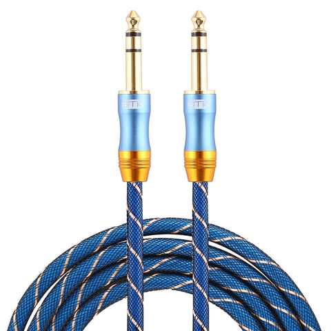 EMK Cavo audio intrecciato en nylon intrecciato avec griglia a 4 sections maschio-maschio de 6,35 mm par mixer amplificateur haut parlante, longueur : 2 m