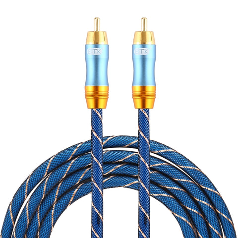 EMK Cavo audio coaxial intégré en nylon avec grille à plaque plaquée or avec connecteur RCA 8 mm et connecteur RCA 6 mm pour amplificateur de mixage haut, longueur : 2 m