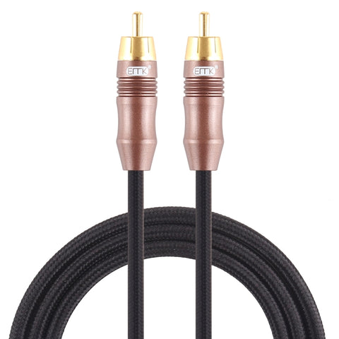 EMK Cavo audio coaxial intégré en coton avec plaque plaquée or avec connecteur RCA 8 mm et connecteur RCA 6 mm pour amplificateur de mixage haut, longueur : 2 m