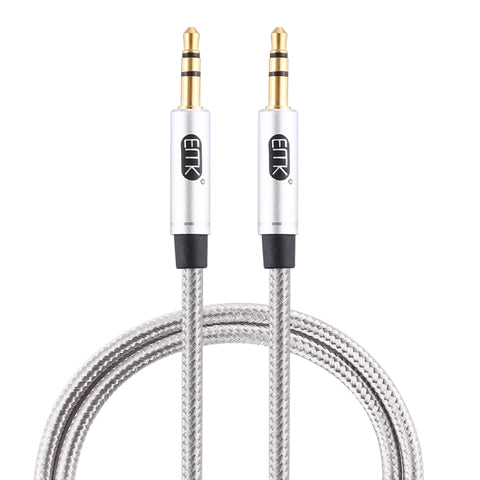 EMK Cavo audio intrecciato en coton avec spina placcata oro da 3,5 mm maschio a maschio per altoparlante/notebook/branchie, longhezza: 1 m, EMK