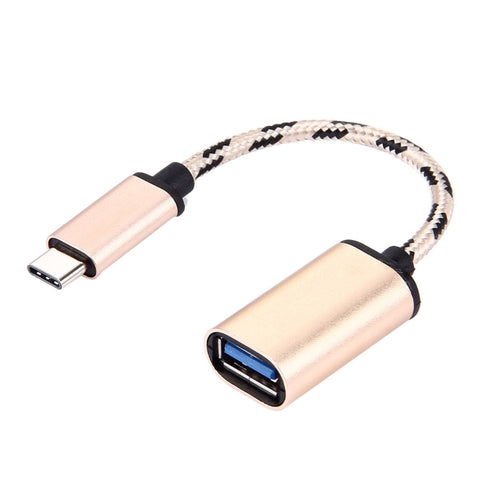 Câble de données USB-C/Type-C pour femme USB 2.0 avec câble métallique en style intrecciato de 15 cm