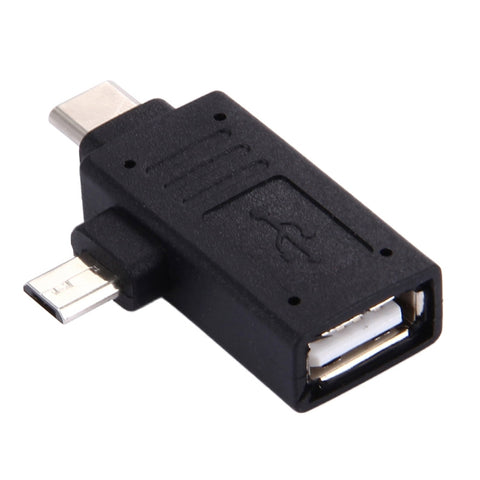Adattatore USB-C/Tipo-C maschio + Micro USB maschio a USB 2.0 femmina, USB 2.0