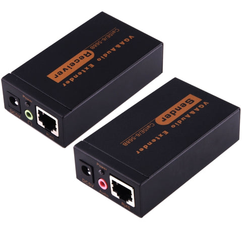 Extendeur VGA et audio 1920x1440 HD 100 m Cat5e / 6-568B Cavo di rete Adaptateur récepteur mittente, Distance de transmission: 100 m