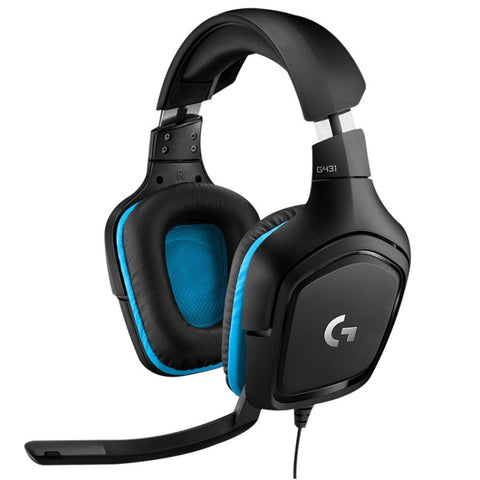 Logitech G431 Cuffie da gioco da competizione pieghevoli stereo con audio surround Dolby 7.1 con riduzione del rumore, G431