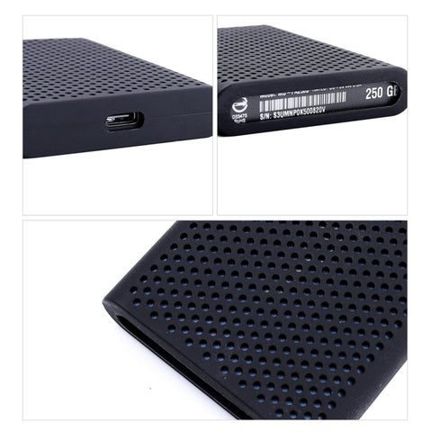 Étui de protection en silicone pour disque dur portable tout compris antigraffio PT500 pour Samsung Portable SSD T5, avec support d'air, Noir, Bleu, Rouge, Blanc