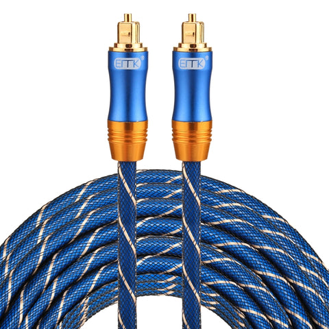 EMK LSYJ-A Cavo audio ottico digitale Toslink maschio a maschio con testa en metallo placcato oro OD 6,0 mm de 15 m, Longueur: 15m