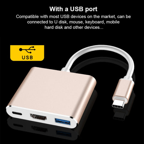Convertitore 3 in 1 V125 UCB-C / Type-C maschio a PD + HDMI + USB 3.0 femmina 3 in 1, 3 in 1