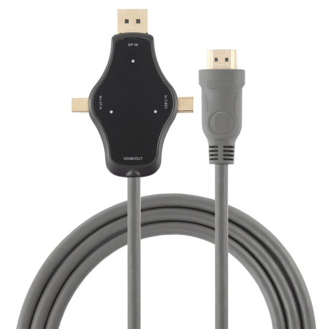 Adaptateur vidéo D65A de 1,8 m avec entrée DisplayPort et entrée Mini DP et entrée USB-C/Type-C vers HDMI 4K, D65A