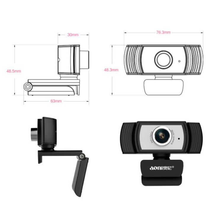 aoni-c33-beauty-fhd-1080p-iptv-webcam-teleconferenza-insegnamento-trasmissione-in-diretta-videocamera-per-computer-con-microfono-plug-and-play-senza-unita-c33 - immagine 4