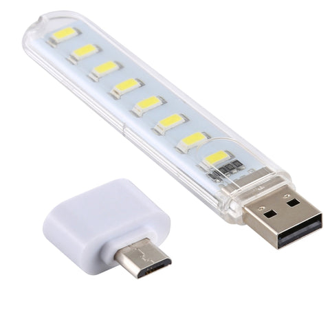 Luce notturna portatile da libro a LED USB 8LED 5V 200LM, con micro adattatore, with Micro Adapter
