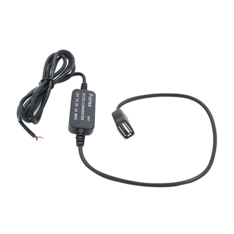 Batterie de voiture USB unique pour moto de voiture DC 12V à 5V 3A Adaptateur d'alimentation pour GPS Tracker DVR pour voiture, longueur: 1 m, adaptateur d'alimentation USB unique pour voiture