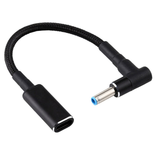 cavo-intrecciato-in-nylon-con-adattatore-da-gomito-a-usb-c-type-c-pd-100-w-185-20-v-45-x-06-mm-per-hp-4-5-x-0-6mm - immagine 1