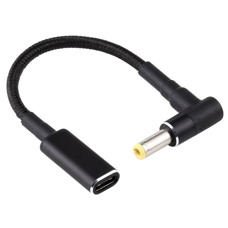 cavo-intrecciato-in-nylon-con-adattatore-da-gomito-a-usb-c-type-c-pd-100-w-185-20-v-55-x-25-mm-5-5-x-2-5mm - immagine 1