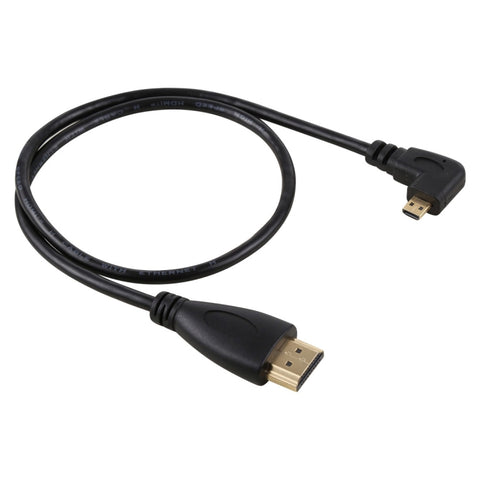 Câble adaptateur connecteur plaque or masque à angle fixe 4K de 50 cm vers Micro HDMI HDMI 4K, 50 cm gauche