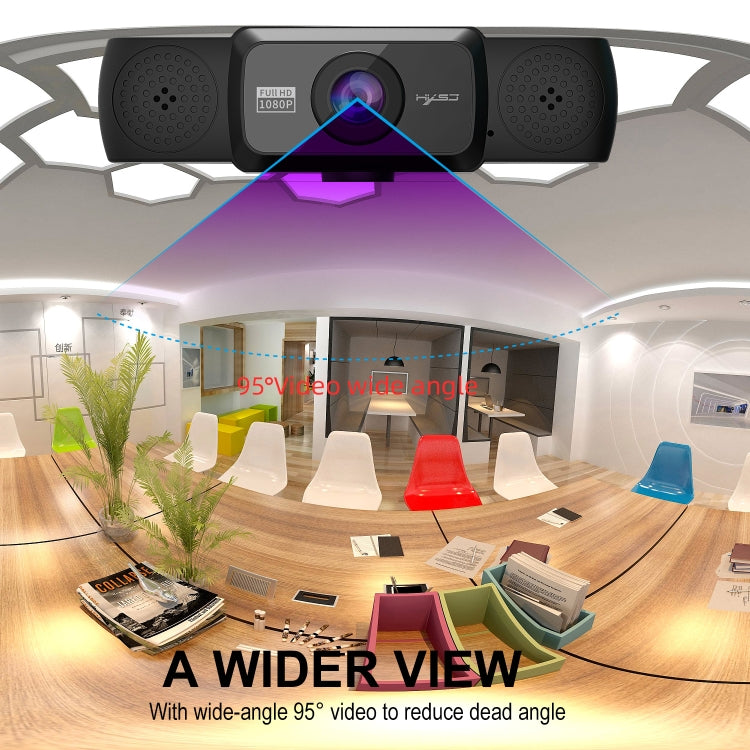 Webcam per PC HXSJ S5 1080P regolabile HD con microfono