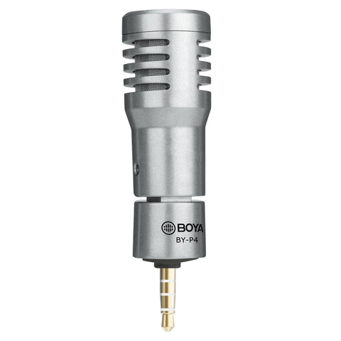 BOYA BY-P4 Micro à condensateur omnidirectionnel pour téléphone cellulaire, ordinateur, tablette avec interface de 3,5 mm, BY-P4