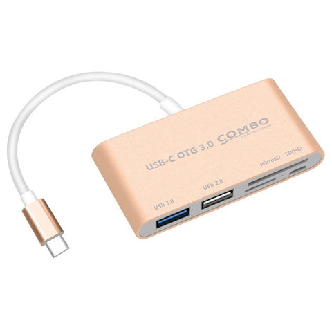 COMBO T-693 Slot par carte 5 en 1 de USB-C/Type-C à SD/TF/Micro SD + USB 3.0 + Porte USB 2.0 Lecteur de carte HUB OTG