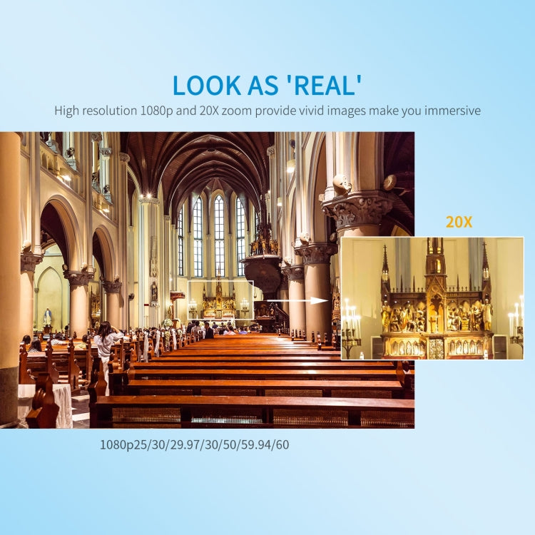 Telecamera PTZ FEELWORLD POE20X con Zoom Ottico 20X per Streaming