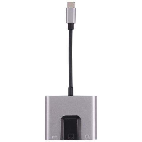 NK-1056TC 3 in 1 USB-C/Type-C maschio a ricarica USB-C/Type-C + Ethernet + adattatore femmina per auricolari da 3,5 mm, NK-1056TC