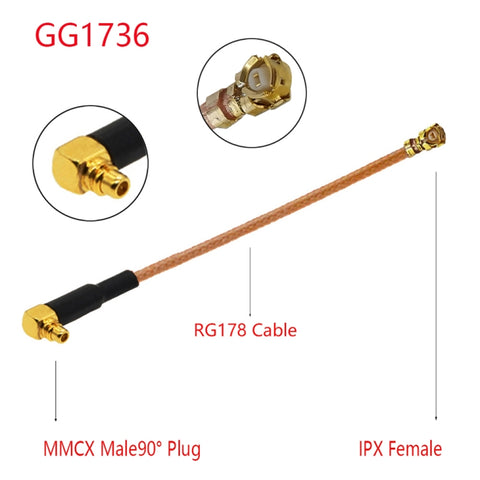 Cavo adattatore IPX femmina a MMCX femmina gomito RG178 - 15 cm