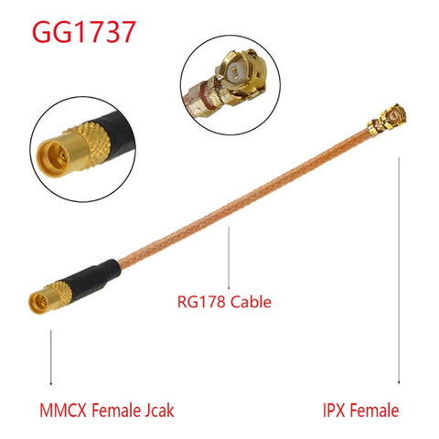 Cavo adattatore IPX femmina a GG1737 MMCX femmina RG178, lunghezza: 15 cm, IPX to GG1737 MMCX Female