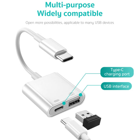 Adattatore USB-C Maschio 2 in 1 a Type-C e USB Femmina S-211 -
