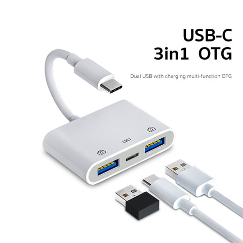 S-202 3 in 1 USB-C/Type-C maschio a Type-C + 2 x Adattatore USB per fotocamera femmina, S-202